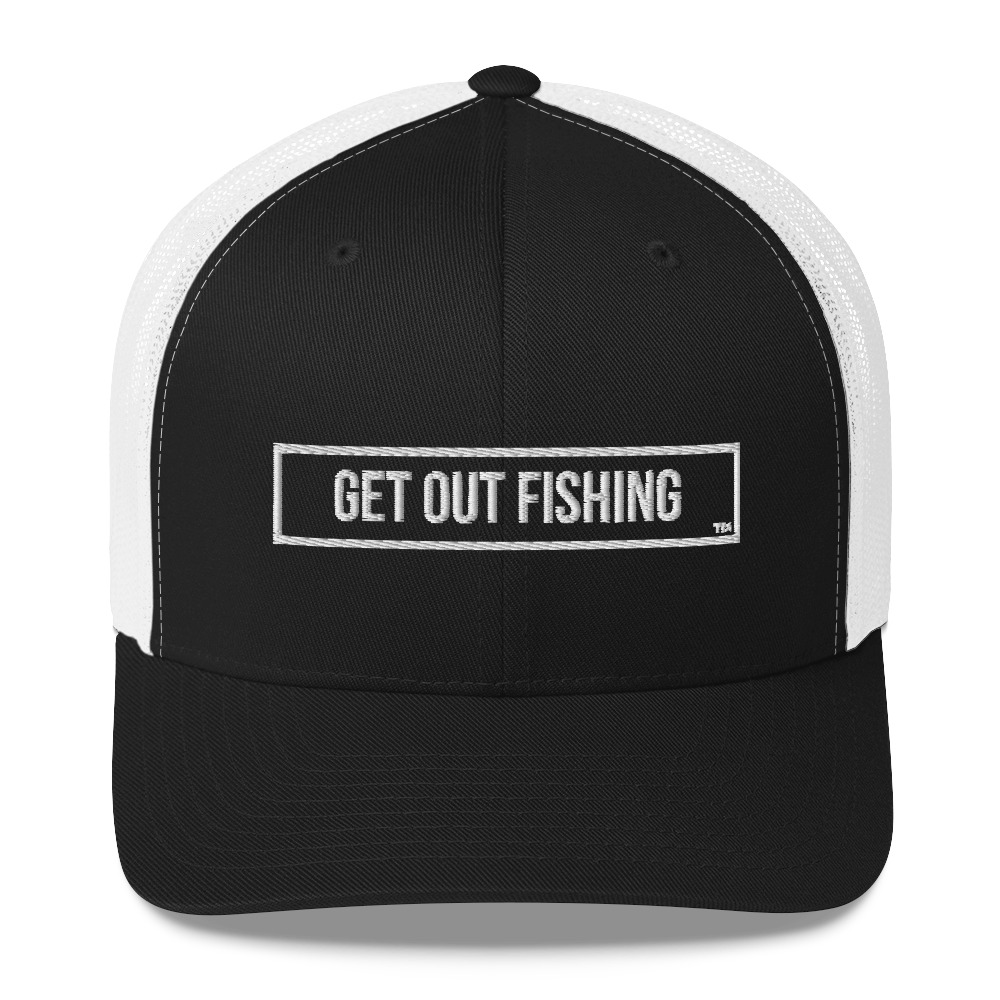 Fishing Hat - Retro Trucker Snap Back - Get Out Fishing White Logo