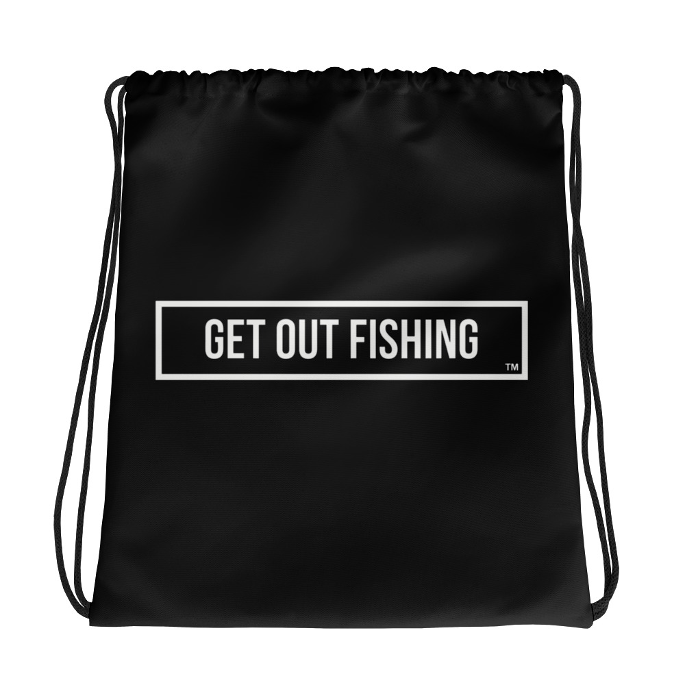 Get Out Fishing Drawstring bag